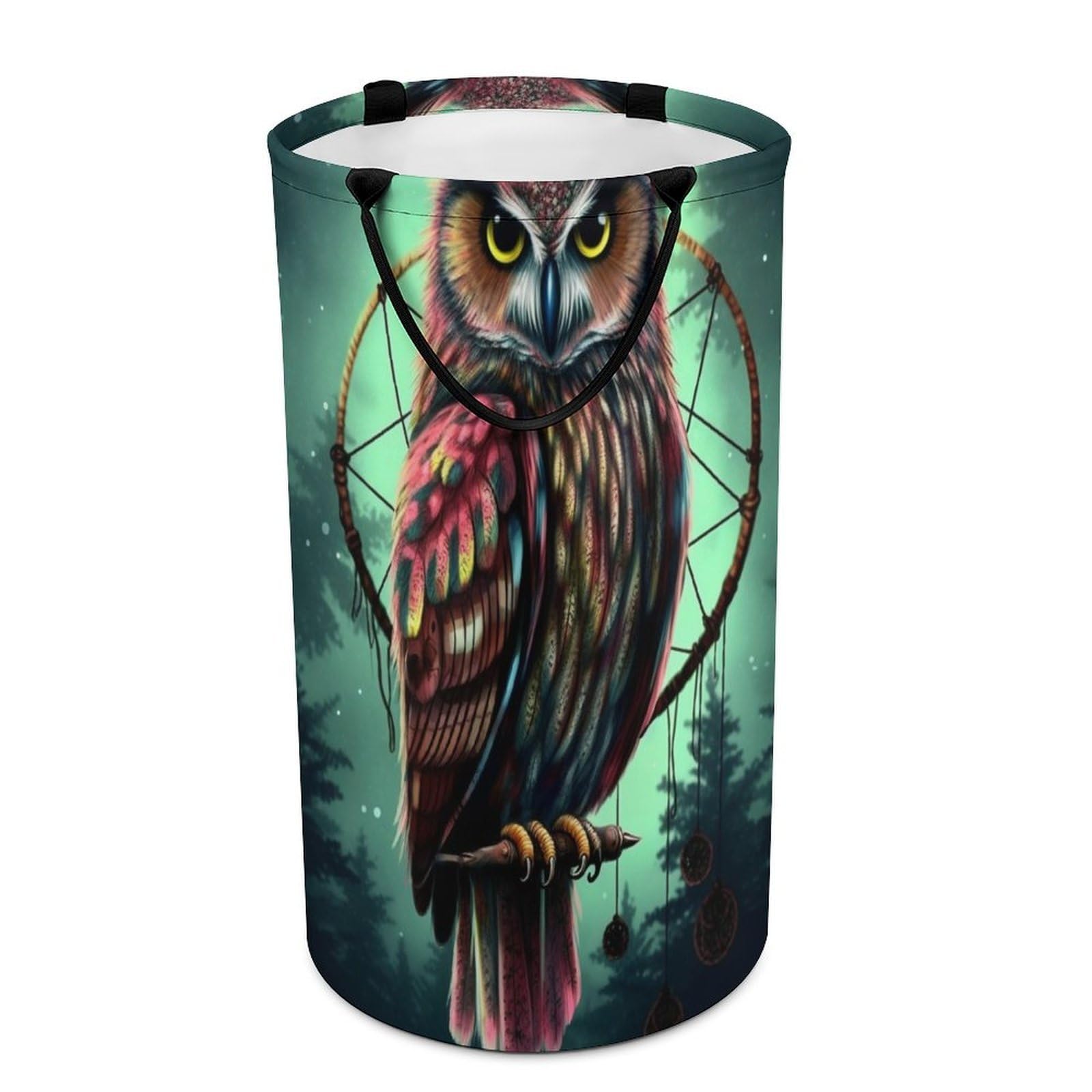 Owl Laundry Basket Freestanding Laundry Hamper with Handles Waterproof Dirty Clothes Hamper Collapsible Washing Bin Aesthetic Clothes Basket for Bathroom Bedroom Dorm