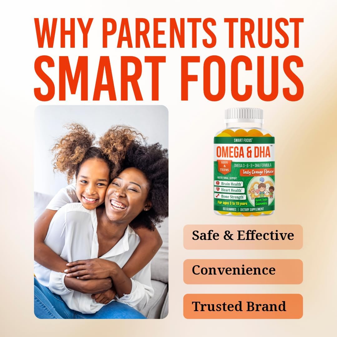Focus Supplement for Teens & Kids – Brain Focus Gummies for Concentration, Memory, Clarity & Attention | Omega DHA Plant-Based 60 Gummies | Teen Brain Vitamins & Kids Focus Vitamins – Fish-Oil-Free - Image 7