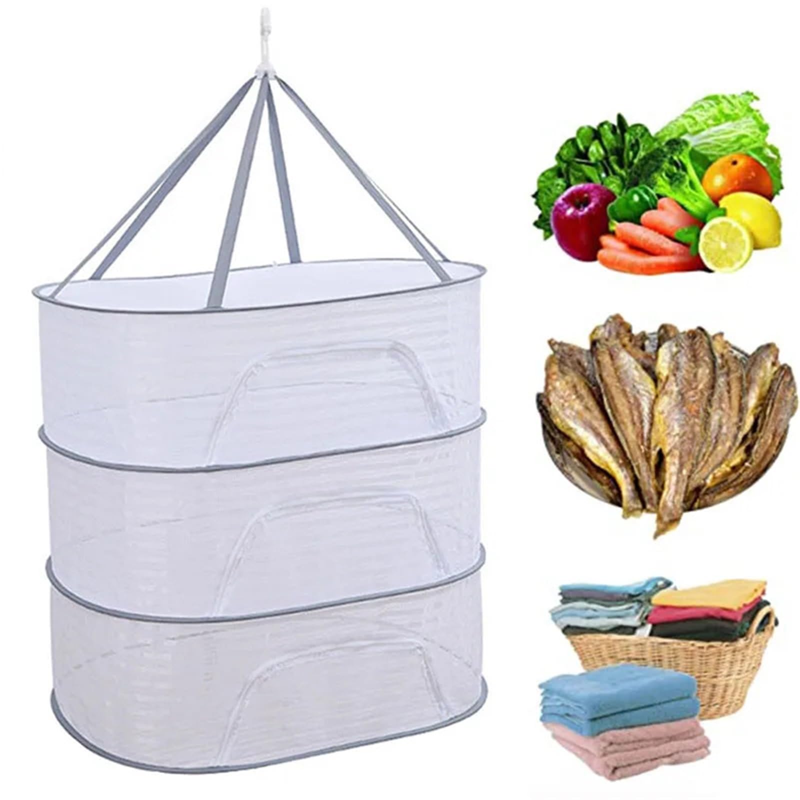 Wäschenetz 1 Stück Wäscheständer 1-3 Schichten faltbares Wäschenetz, Polyesterfasernetz, hängendes Wäschenetz(3 Layer)