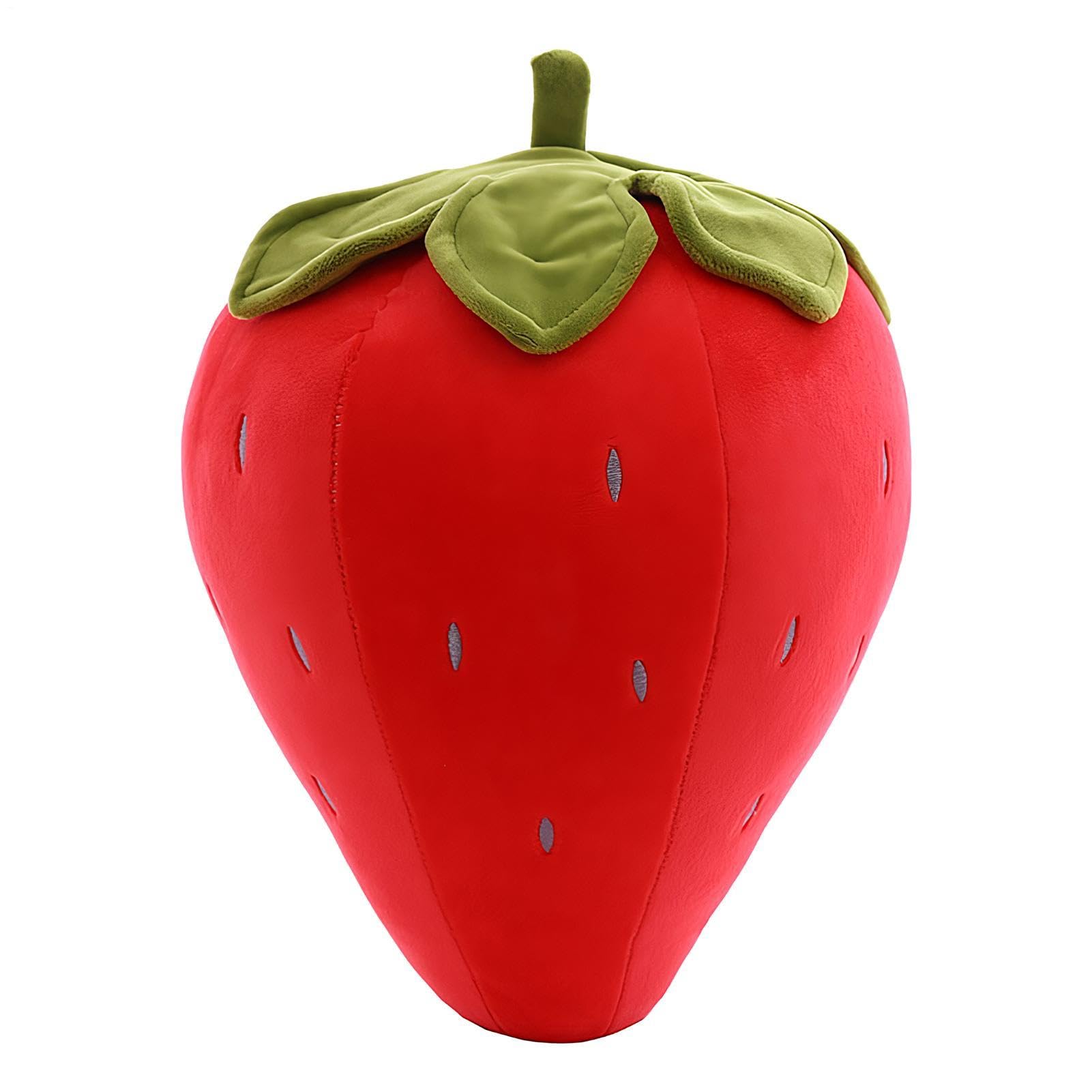 Strawberry Pillow | Cute Plush Strawberry Shaped Cushion | Decorative Cute Soft Throw Pillow | Novelty Plush Backrest Pillows | Comfortable Sleeping Cushion | for Sofa Bed Bedroom Living Room Kids