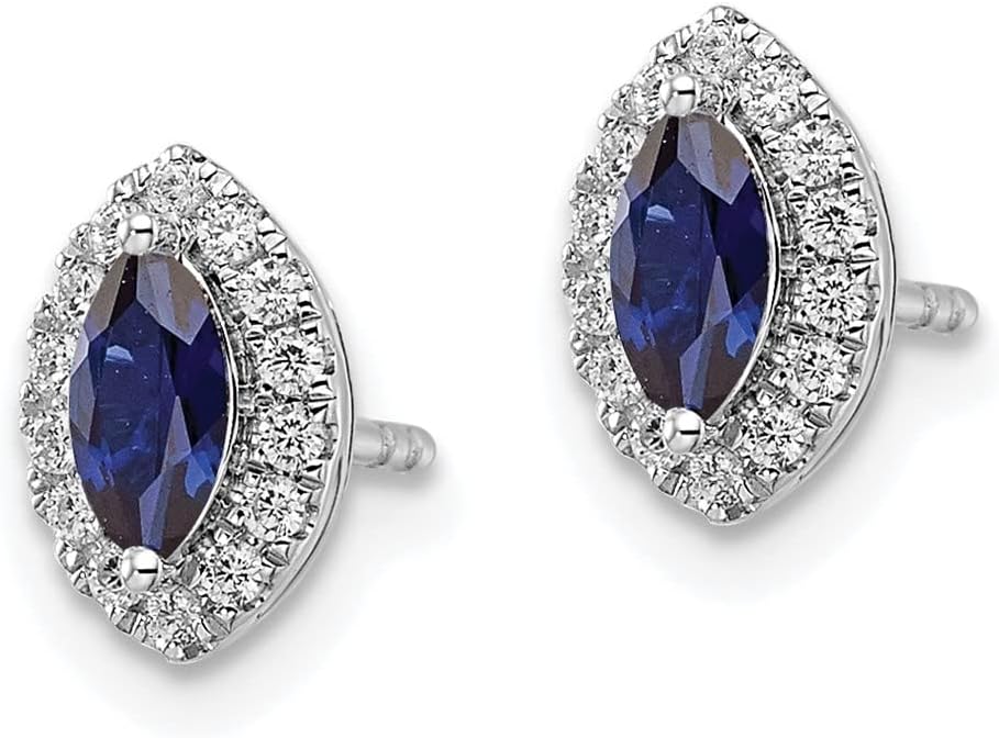 Diamond2Deal 14K White Gold Lab Grown Diamond and Gemstone Stud Earrings Fine Jewelry for Women