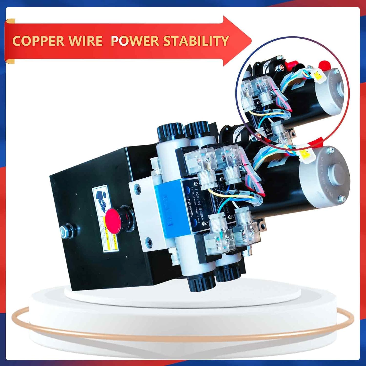 12V Hydraulic Power Unit, Hydraulic Pump Station for Car Lifting Platform, Dump Trailers (1.2 kW 2-Way Double Acting 8qt)