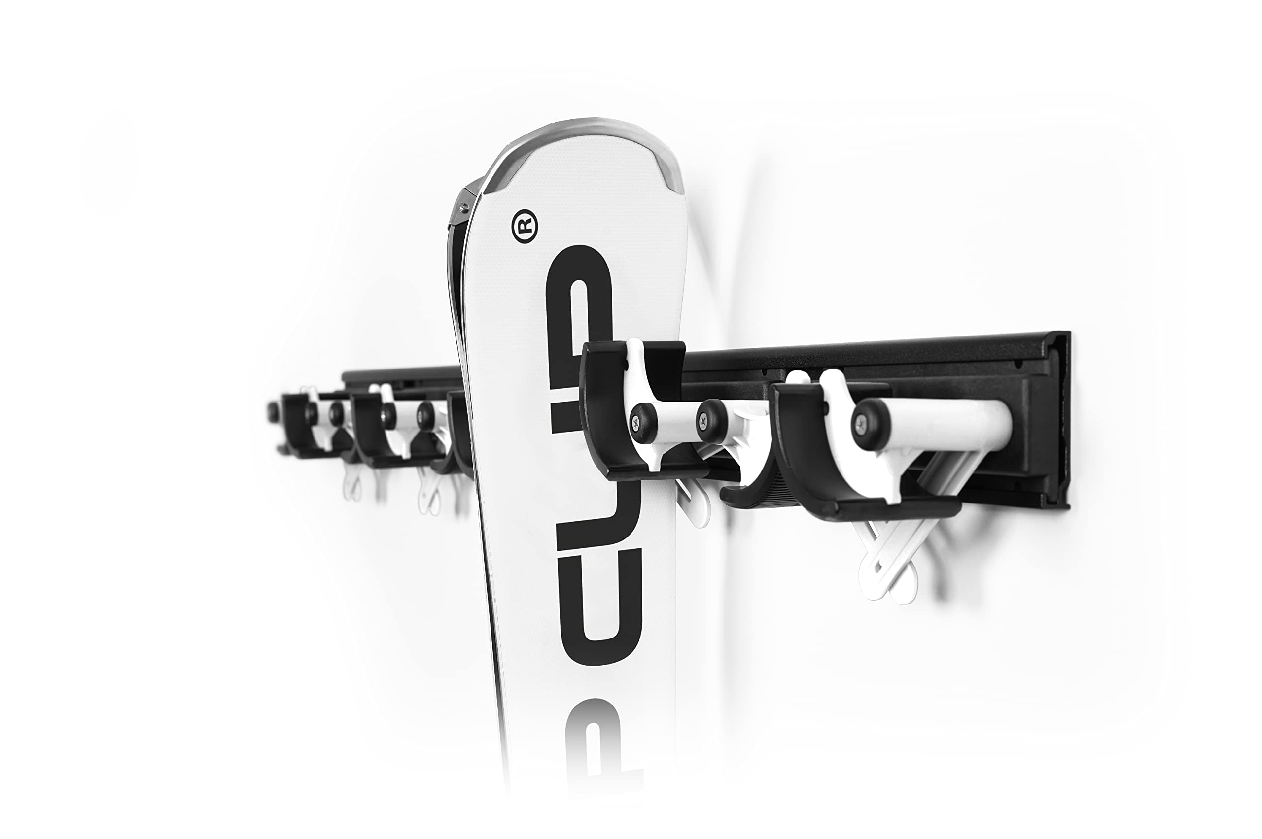 Regular5 K | Universalhalterung | Skihalterung | Snowboardhalterung | Wandhalterung | Gerätehalter | Werkzeughalterung | Aus Aluminium und Glasfaserverstärktem Kunststoff (Weiss)