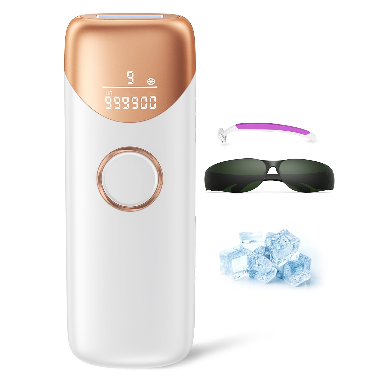 Ubroo Laser Hair Removal,IPL Hair Removal Device with 5℃ Ice Cooling,At-Home Laser Hair Removal for Women & Men,Body Legs Armpits Use (Gold)