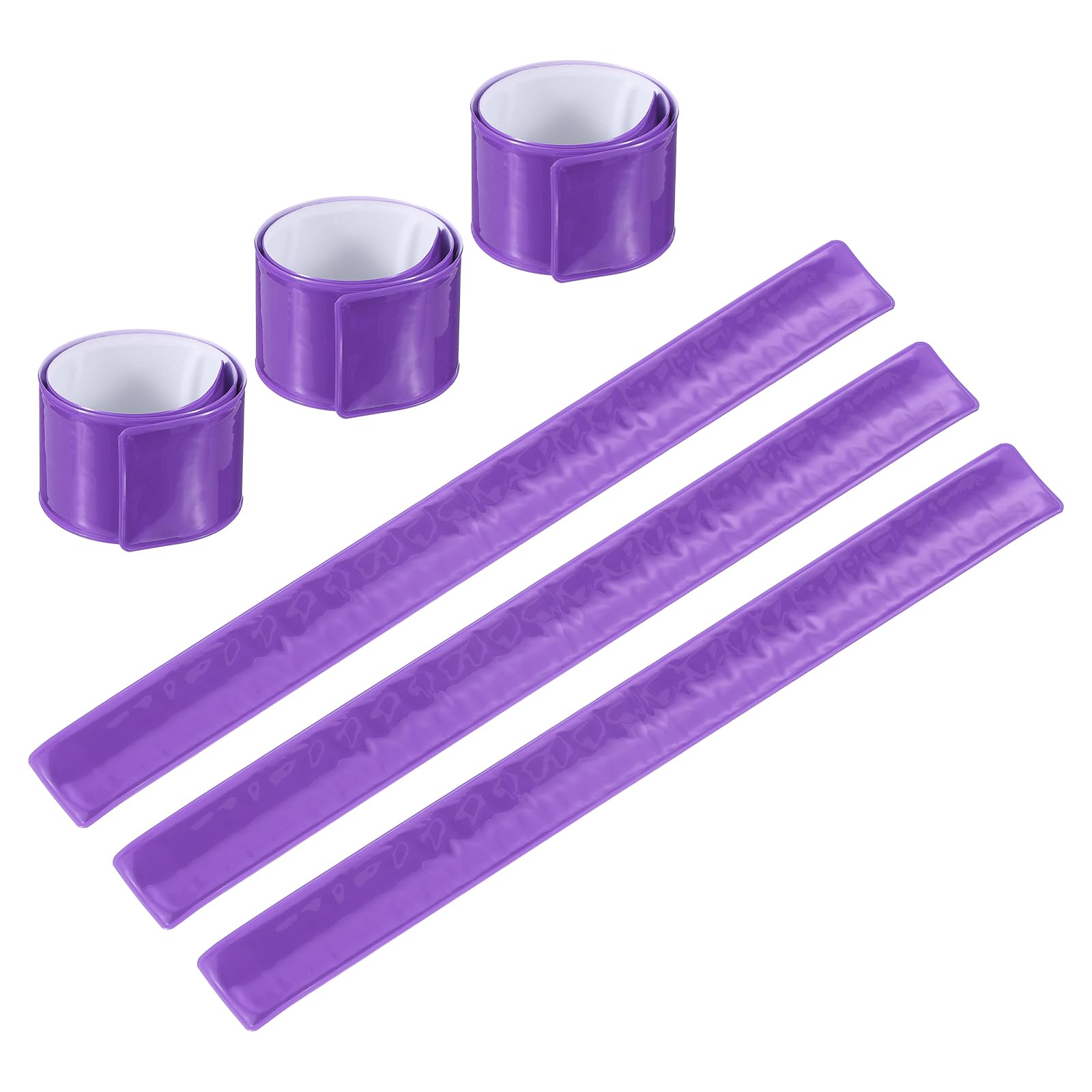 PATIKIL Reflective Slap Bands, 6 Pcs Reflector Band Snap Bracelet Armbands High Visibility Safety Reflectors Wrist Strap Strips for Night Jogging Cycling Running Hiking, Purple