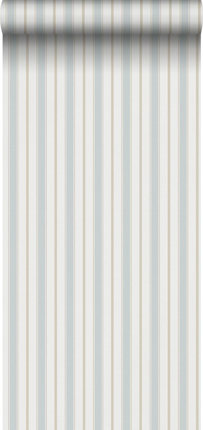 Sanders & Sanders papier peint à rayures bleu clair et beige 53 cm x 10.05 m