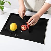 Vista 6 de WK Juego de 3 tapetes/tablas de cortar de plástico flexibles con labio, tabla de cortar plegable para cocina, tablas de cortar negras para carne