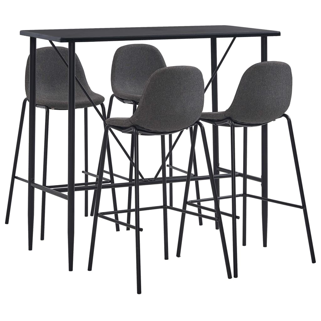 vidaXL Conjunto de Mesa Alta de Cocina con Taburetes Mesita y Sillas Elevadas Barra para Desayuno Salón Casa con Tapicería Tela Gris Oscuro 5 Piezas