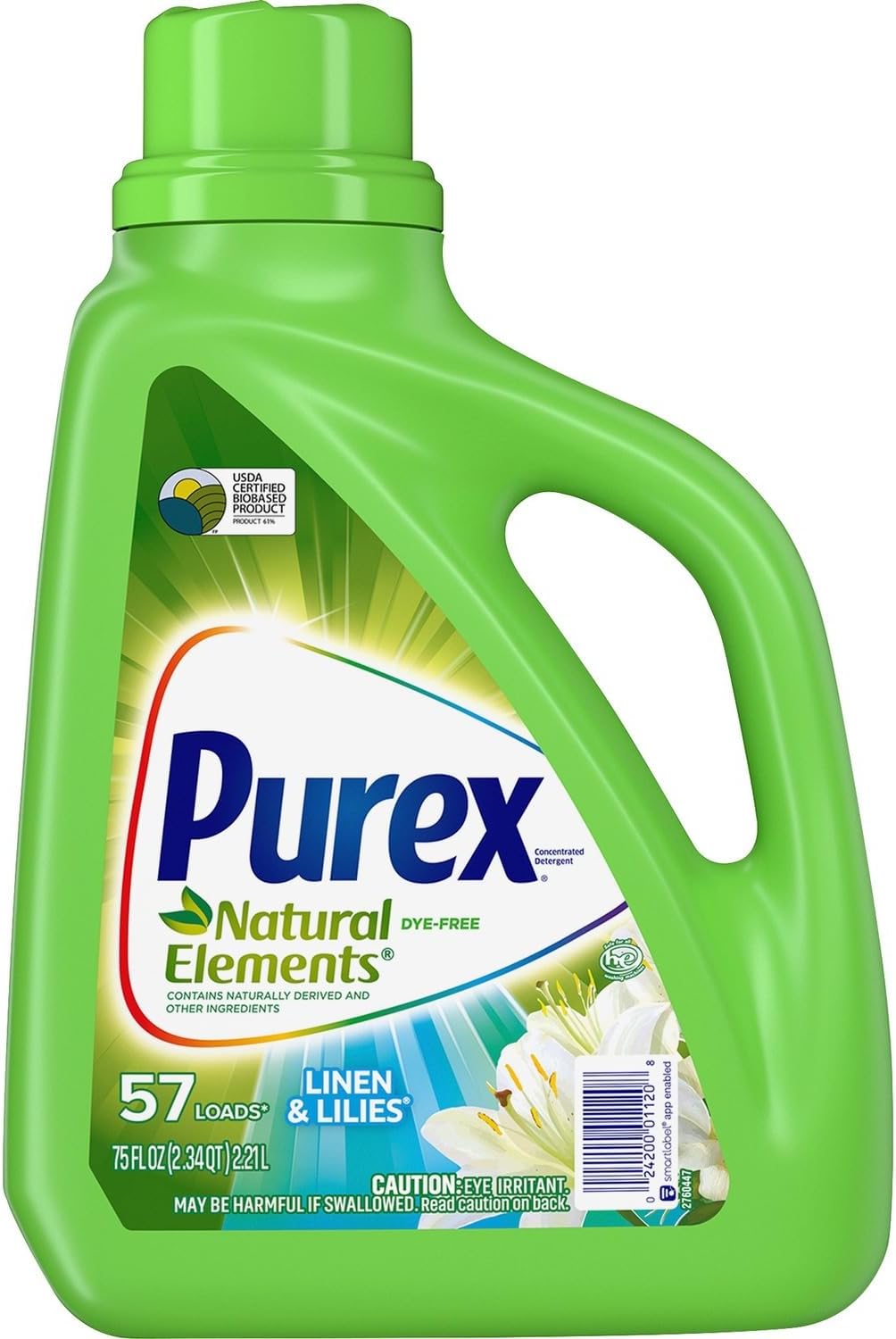 Liquid Laundry Detergent, Natural Elements Linen & Lilies, 75 Fluid Ounces, 57 Loads