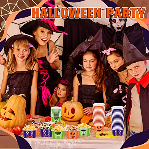 Yungyan 60 Stück Halloween-Leckerli-Snackbecher, 266 ml, Halloween-Eisbecher, Geist, Kürbis, Papierschalen, Trick or Treat Einweg-Suppenschalen für Eisbecher, Joghurt, Halloween-Partyzubehör – Bild 4