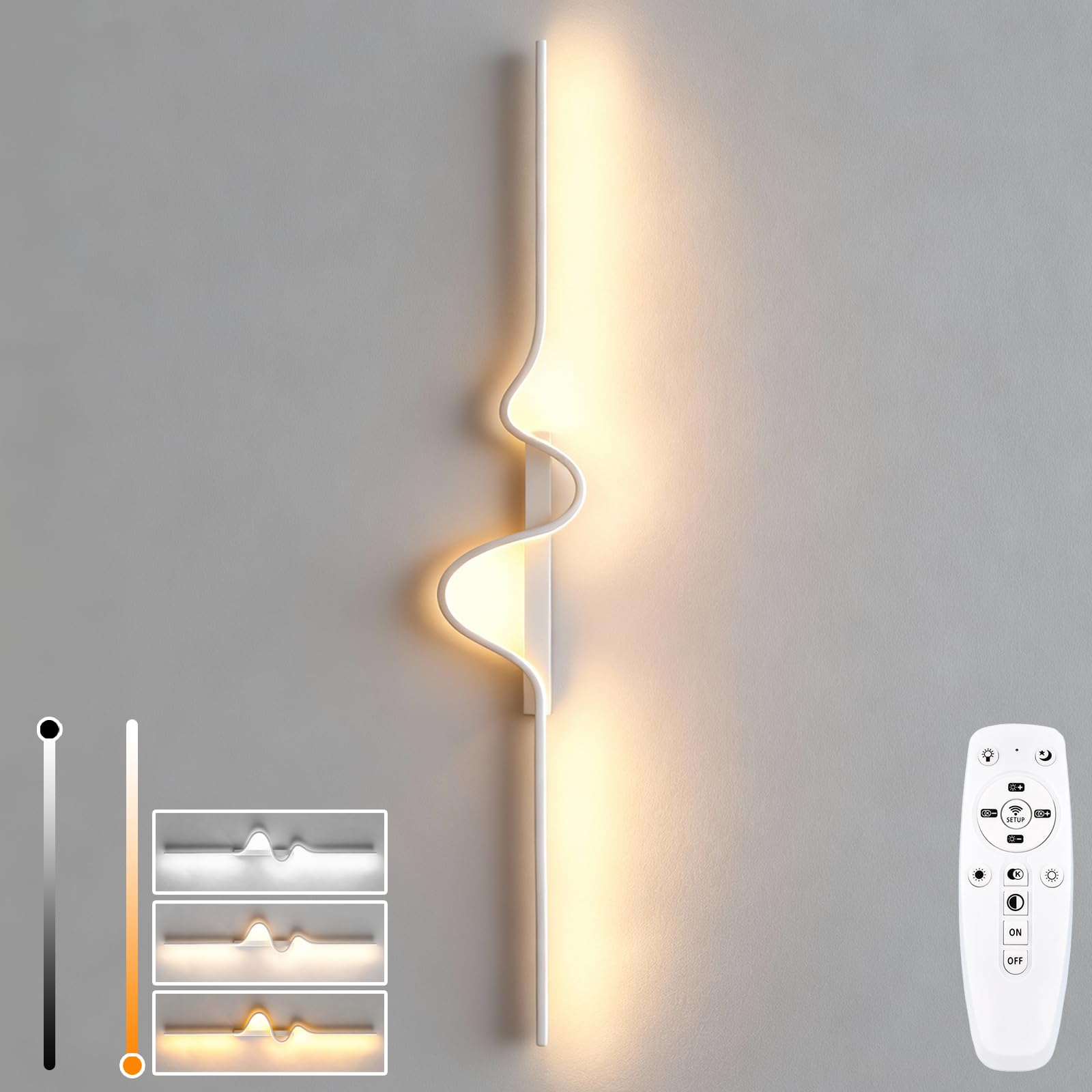 Aplique pared con Control Remoto,100CM/16W/2000LM Lampara Led