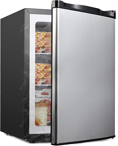 Congelador vertical – Mini congelador compacto reversible de una sola puerta – Máquina de congelación independiente con estante extraíble para