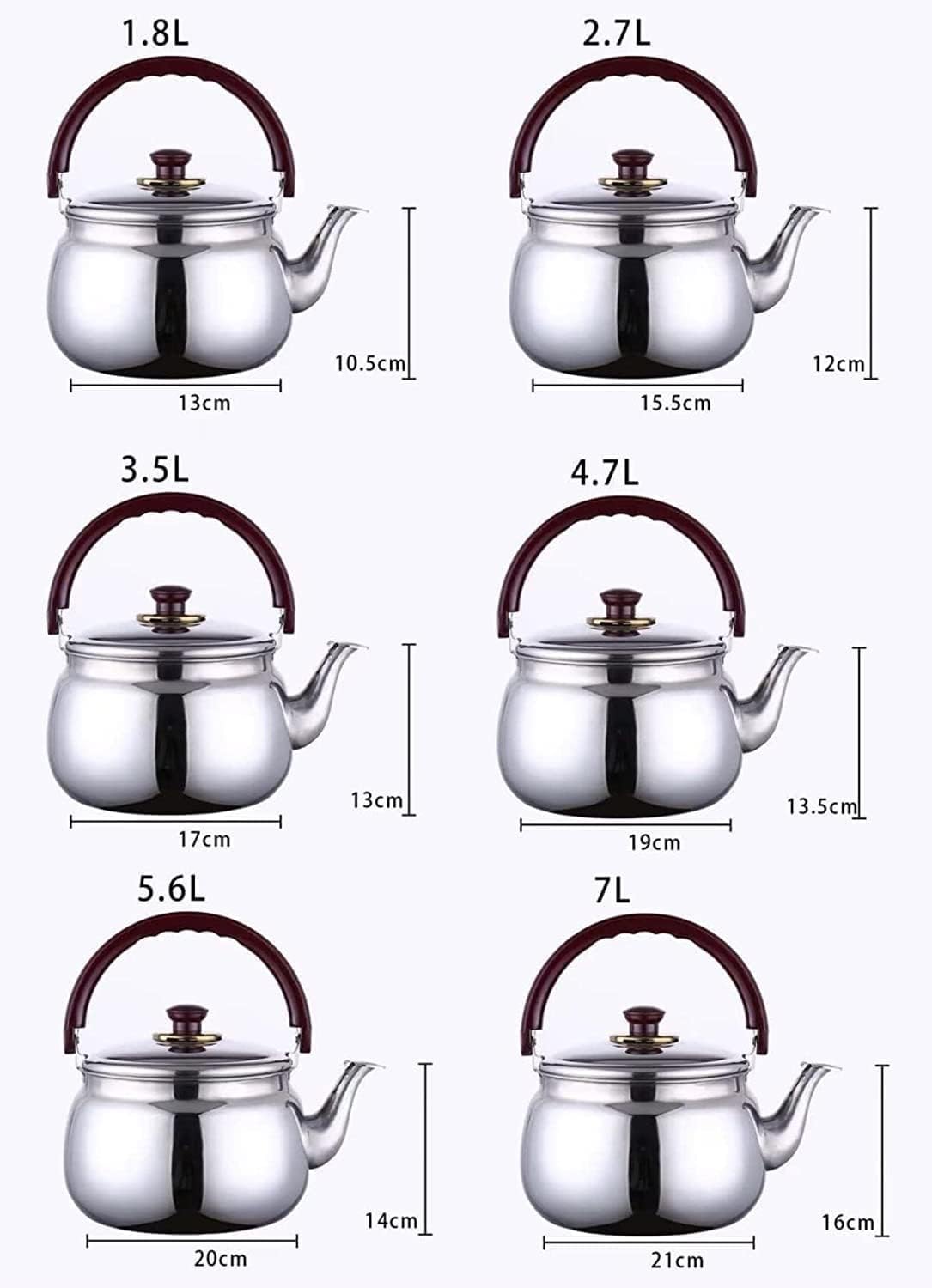 Czajnik z Gwizdkiem 304 Czajnik Do Herbaty Ze Stali Nierdzewnej Czajnik Z Pokrywką Czajnik Z Gwizdkiem Szybko Nagrzewający Się Uchwyt Przeciw Oparzeniom Gwizdanie Czajnik Czajnik Kuchenek(4.7L)