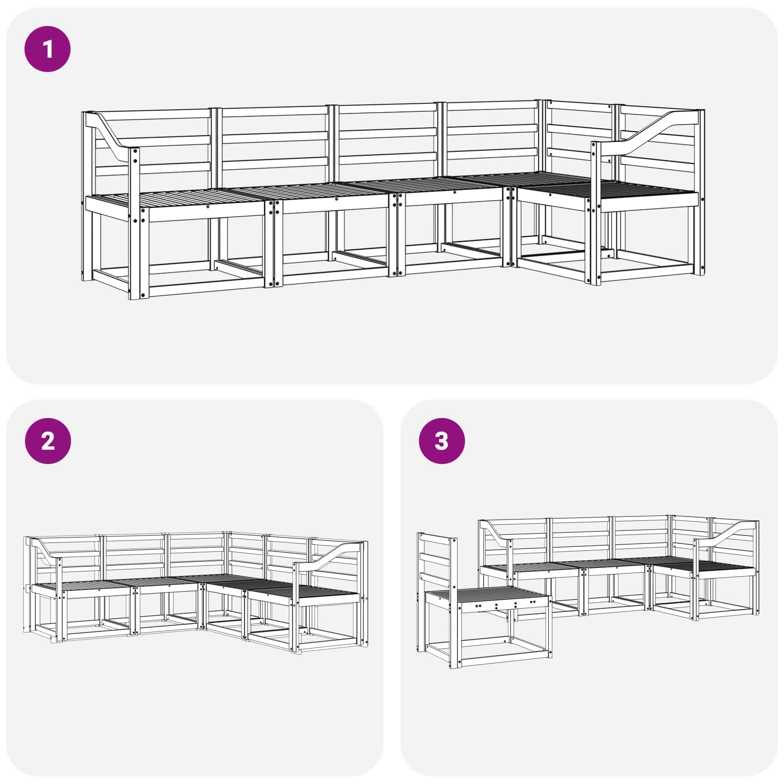 vidaXL Zestaw sof na zewnątrz 5 pcs Biały Lite Drewno Akacji, Ogród, nowoczesna sofa ogrodowa, narożnik, odporne na pogodę siedziska na taras, komfortowa strefa relaksu
