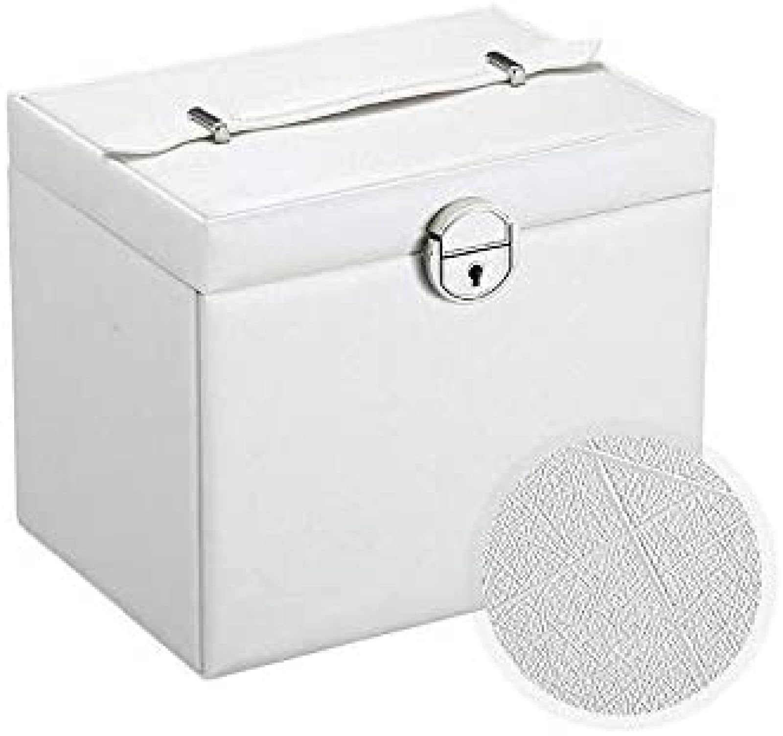 YNBSHGAA Large Girls Jewellery Case with Portable Casket, 5-Layers Jewellery Box with Mirror and Lock Jewelry Storage Box for Ring Watch Earring Bracelet for Women,Black,White