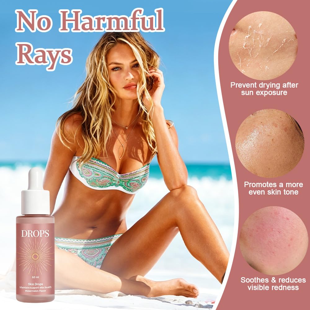 Foreverup 2 sztuki Sunless Tanning Drops, krople do opalania bez słońca, krople samoopalające, do stopniowej opalenizny, naturalne zwiększenie melaniny – poprawa kolorytu skóry bez uszkodzeń