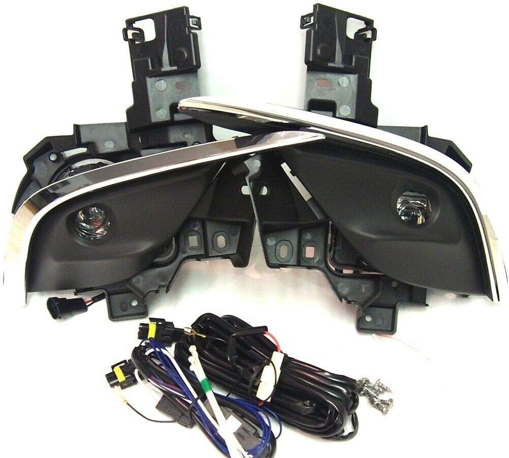 Front Fog Lights Installation Set Left and Right Side Lamps with Grilles, Brackets and Wiring with Switch
