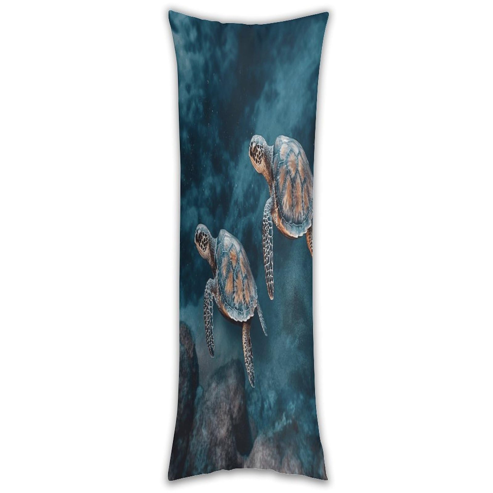 Turtle Swimming in The Sea Long Pillow Case with Zipper Ultra Soft Microfiber Long Pillow Cover Breathable Body Pillow Protector Soft Wrinkle Pillowcase for Bed Sofa Bedroom 53 X 19 in