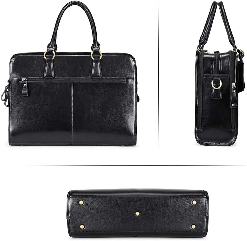 Kattee Genuine Leather Briefcase for Women, Large Capacity Laptop Bag with Luggage Tag - Image 7