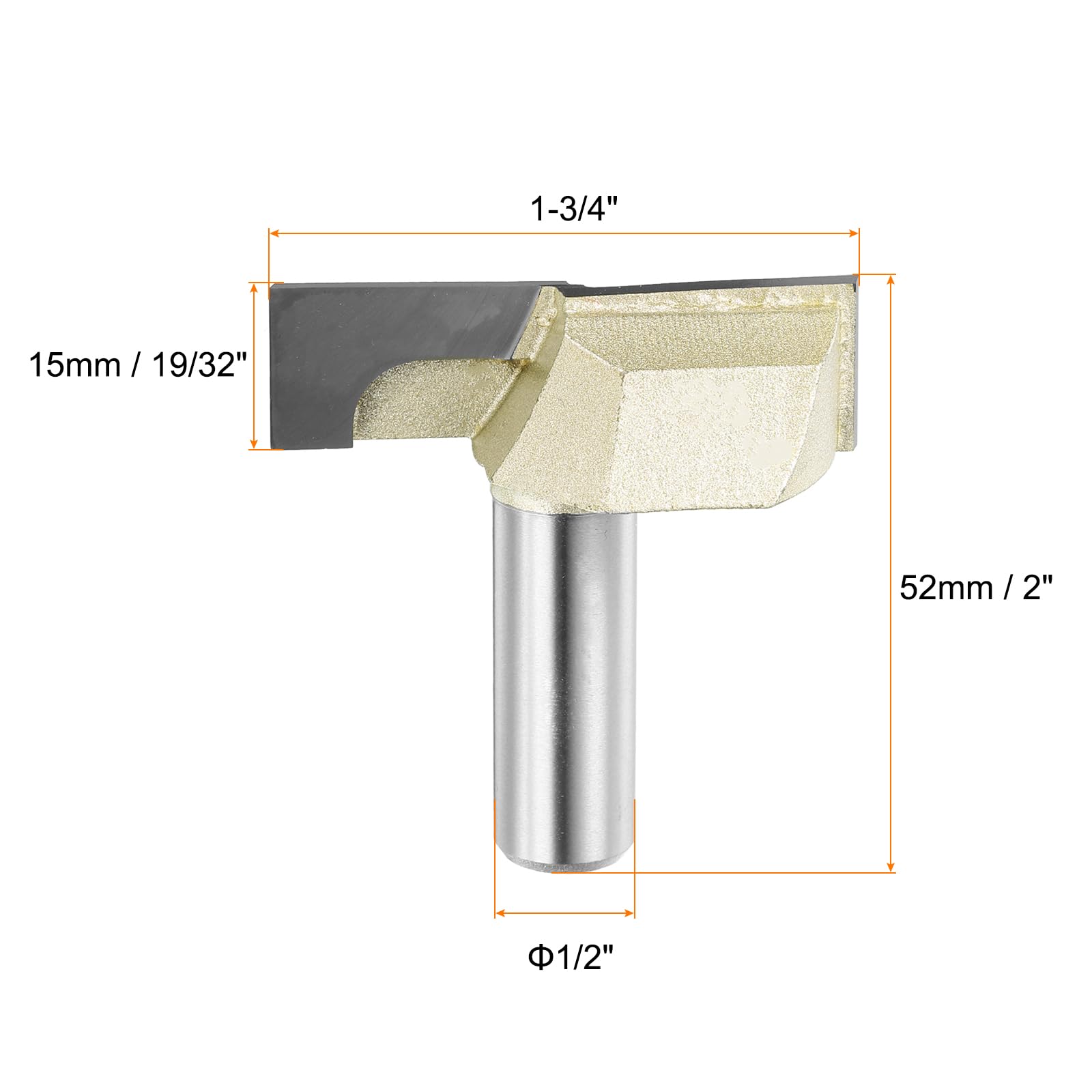 sourcing map 2 punte per fresa per pulizia inferiore, diametro 3,5 cm, codolo da 1/2", con punta in carburo, per piallatura e lavorazione del legno