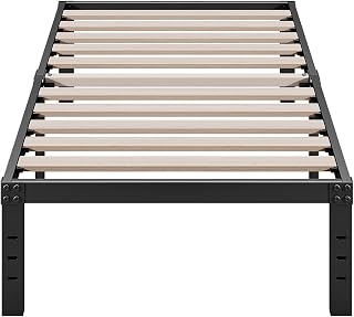 ZIYOO Twin XL Bed Frame, 14 Inches High, 3" Wide Wood Slats with 2500 Pounds Support for Mattress, No Box Spring Needed, N... Price In India