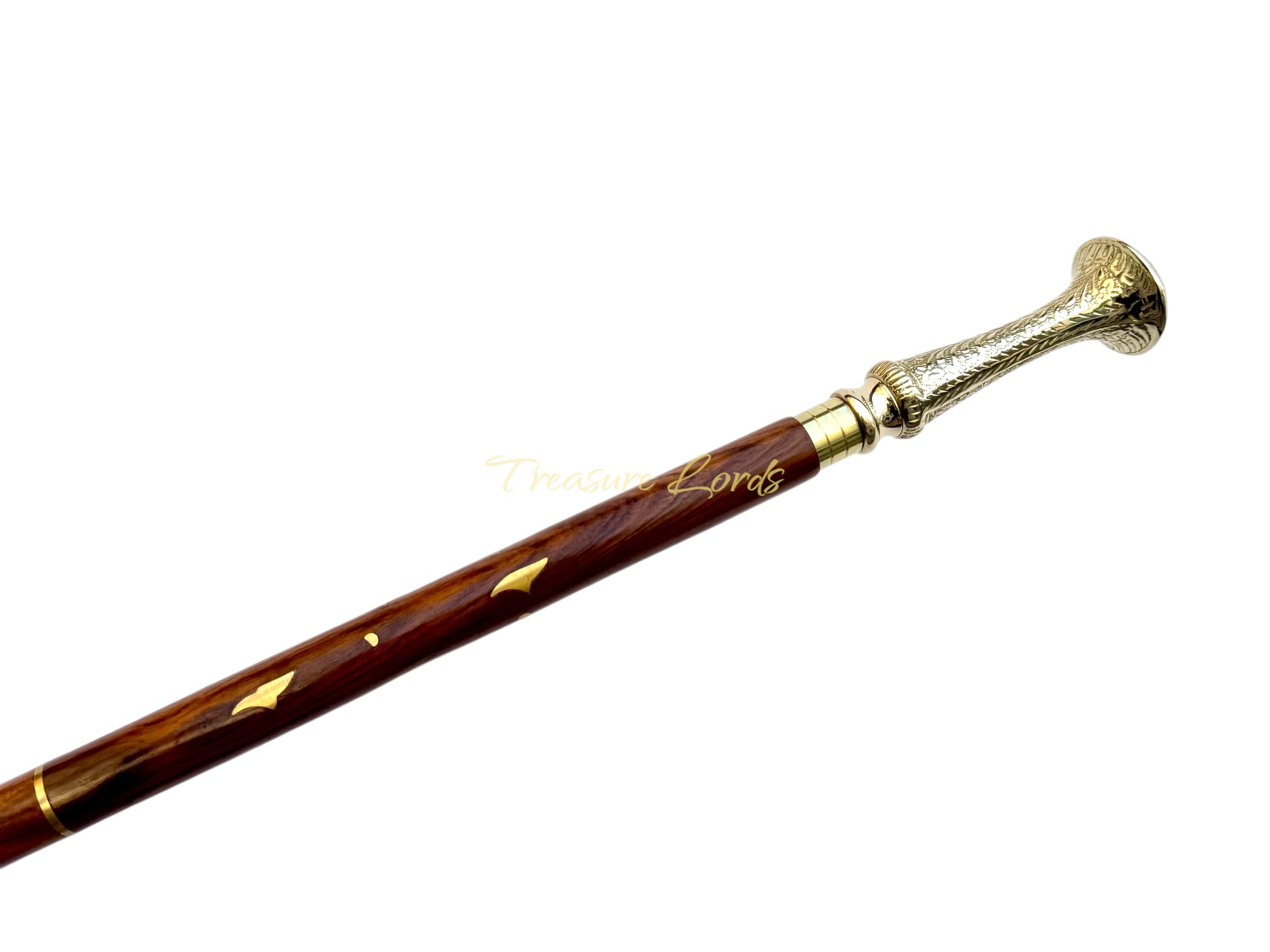 Bastón con mango de latón, bastón de madera victoriano, bastón de disfraz, bastón de Halloween, duradero, 3 plegables