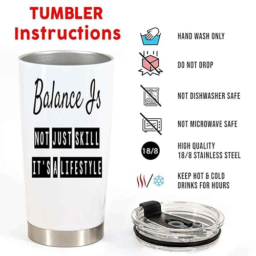 Miniatura 2 de Novelty Gift Outdoor Activity Gift - Heartbeat Shape Slackline - for Men & Women Slackliners - 20 Oz White Stainless Steel Fat Tumbler