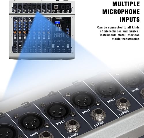 Miniatura 4 de Weymic PV-140 - Mezclador profesional (14 canales), 6 marcas EQ 16 efectos para grabar DJ escenario karaoke con unidad USB para entrada de