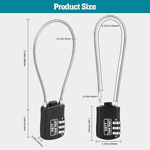 Miniatura 5 de Cerradura de cable de cuerda de alambre de aleación de zinc con código reiniciable casco, equipaje, esquí, snowboard, bicicletas, cochecito,