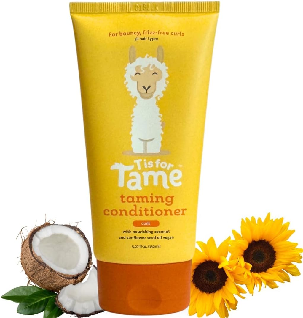 T is for Tame - Taming Conditioner for Kids – Natural Curly Hair Conditioner with Jojoba & Sunflower Oil – Detangles, Softens & Controls Frizz – Vegan & Hypoallergenic – 5.07 fl oz - Made in the USA