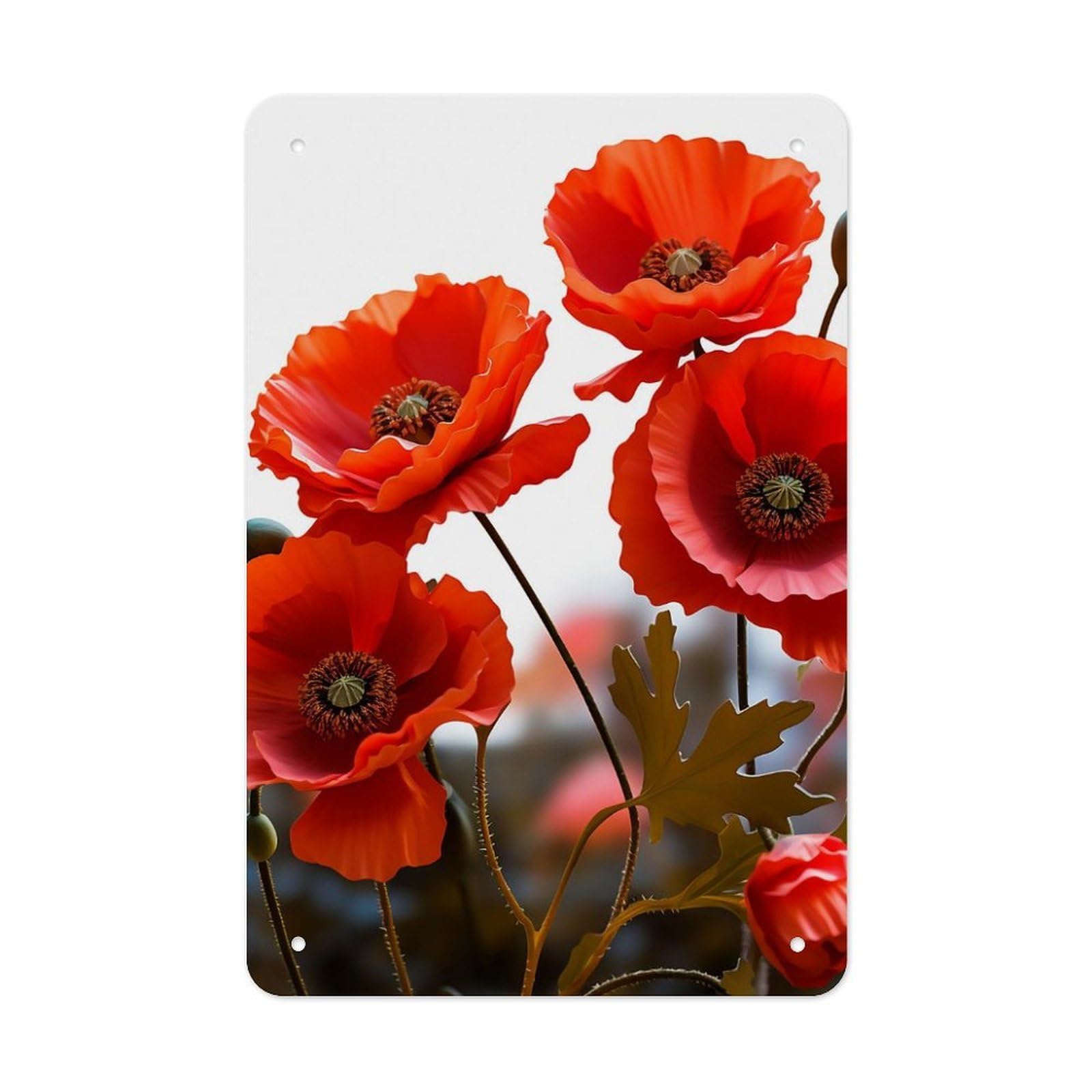 QMNLKH Poppy Flowers Vivid Petals Plaques for Wall Decor, Personalized Metal Tin Sign for Home, Multifunctional Poster for Office, Fashion Painting for Hallway, Wall Art Pictures, 7.9x11.8Inch