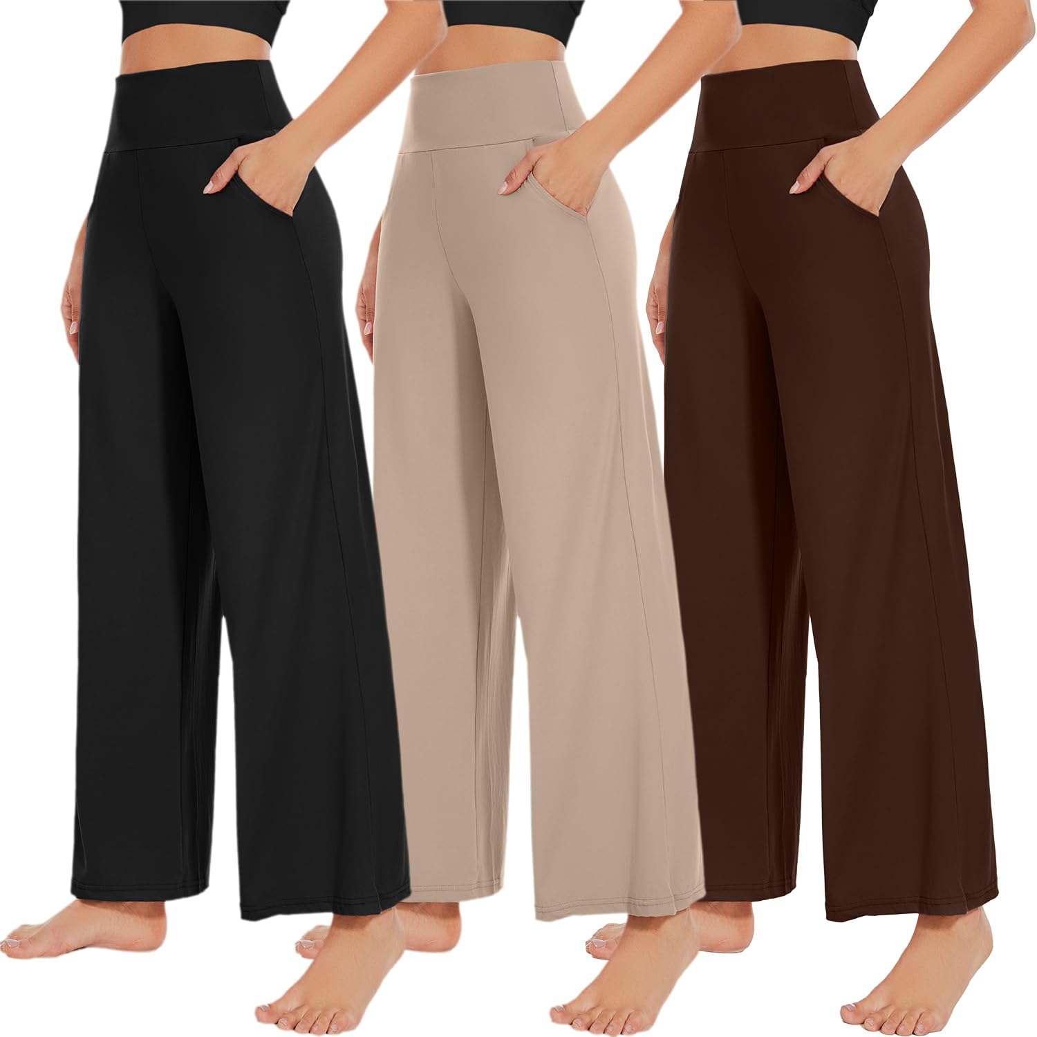 we fleece Women's Wide Leg Pants with Pockets High Waist Loose Sweatpants Casual Lounge Yoga Workout Palazzo Plus Size Active