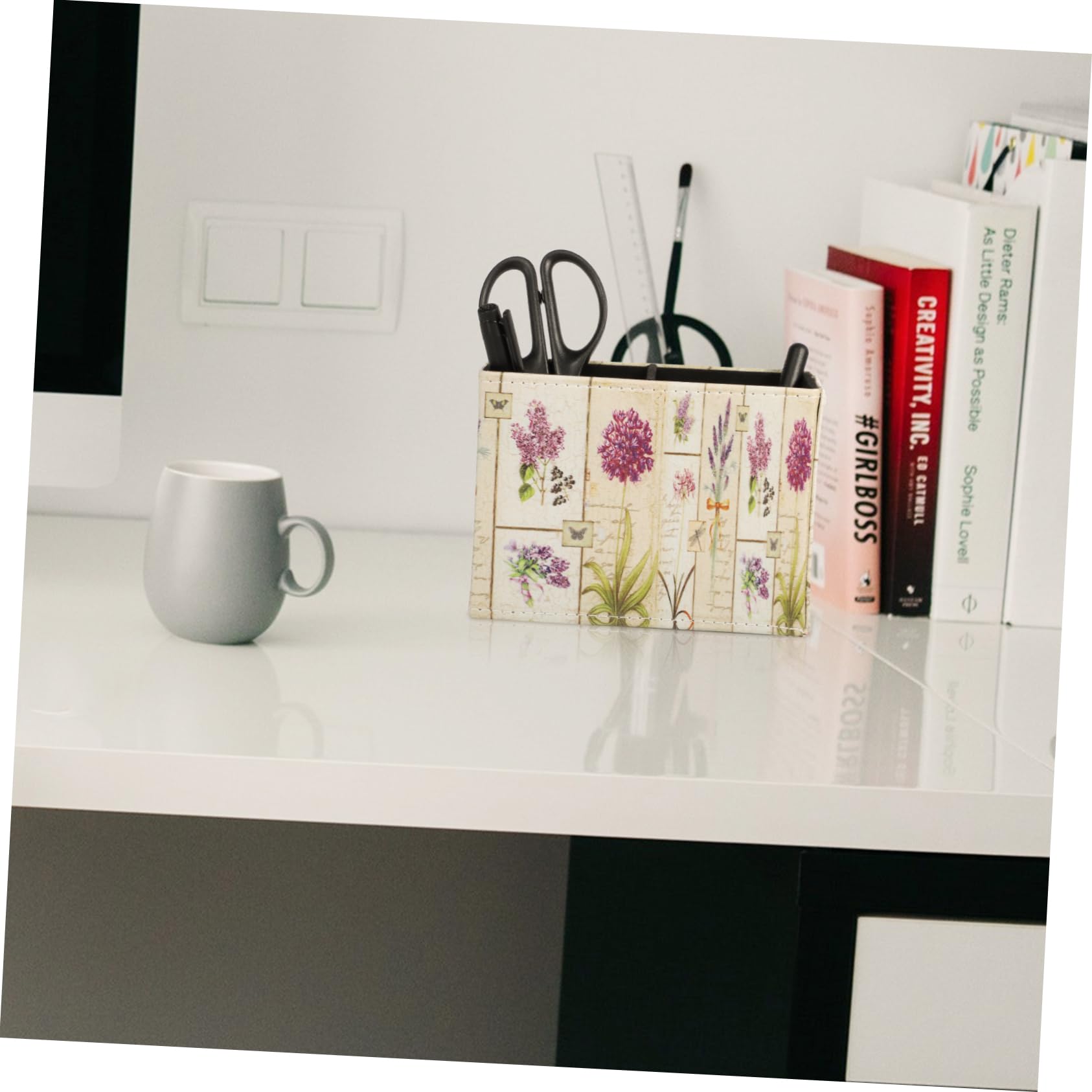 HOMSFOU 2 Eleganter Schreibtisch Organizer aus Leder Multifunktionale Aufbewahrungsbox für Fernbedienungen Stifte und Bürozubehör Kreatives Haushaltsdekor Design