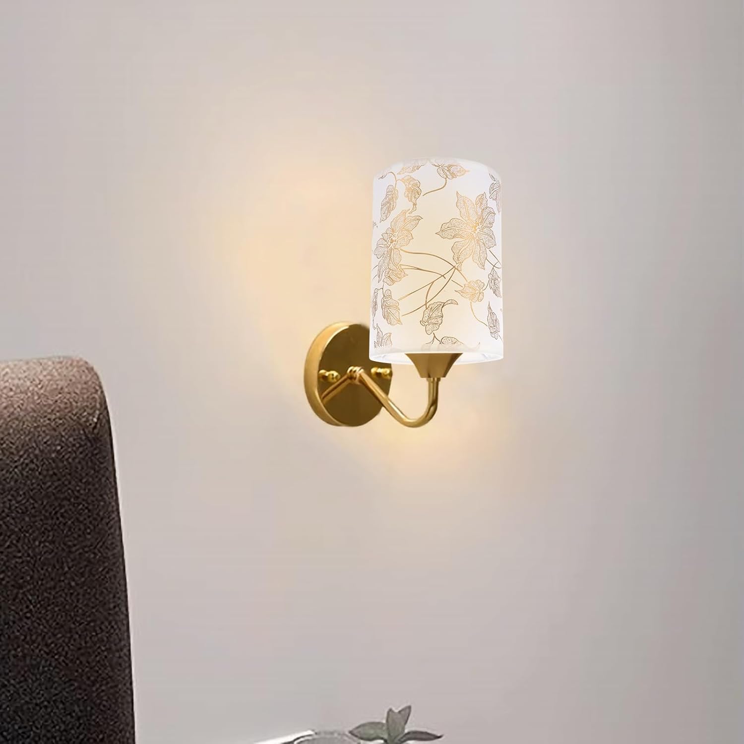 Angoily Linen Lamp Shade, Flower Lampshade, Printed Fabric Hardback Lamp Cover, Drum Lamp Shade, Clip on Light Covers, Cylinder Lampshade Replacement Lamp Guard for Table Floor Light Wall Lamp