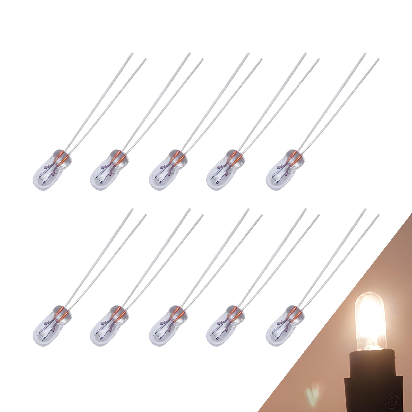 10 PCS T3 Car Halogen Instrument Light, 12V 30MA Vehicle Width Light, Super Bright Waterproof Design, Universal Automotive Lighting Bulb Accessories for Most Cars (White)