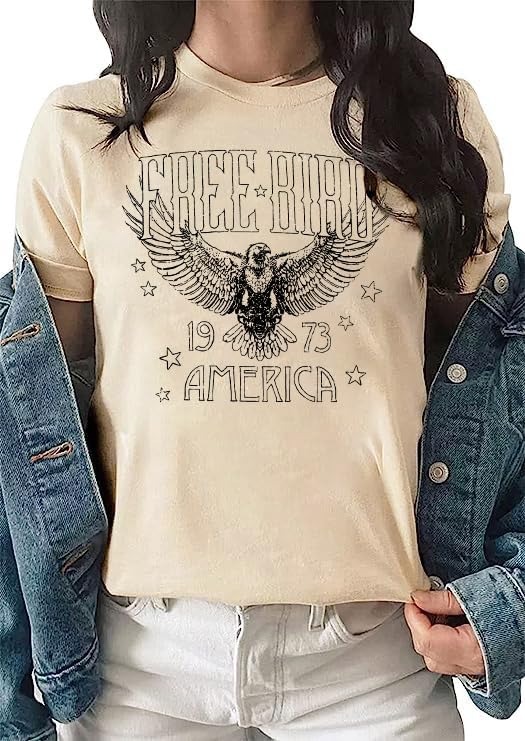 Vintage Rock Band T-Shirt Woman Retro Bird Shirt Eagle Graphic Tees Retro Music Shirt Casual Short Sleeve Tops - Image 3