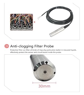 1m-15m Liquid Level Sensor 4-20mA 0-10V 0-5V Probe Hydrostatic Level Transmitter For Water Tank for Water, Oil(6m Range 10m Cable,0-10V)