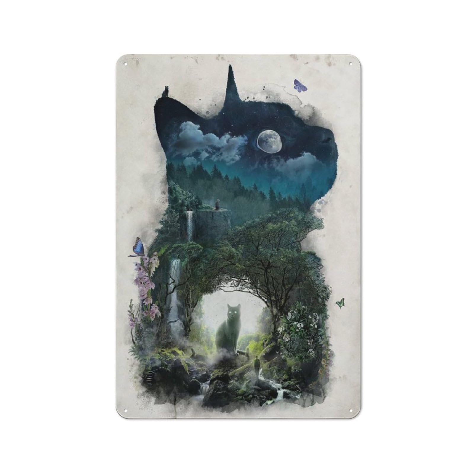 Nostalgic Decorative Tin Plaque 30x20cm Featuring The Realm of Cats, Classic Pub Decor for Cafe, Pub, Workshop Or Home Bar