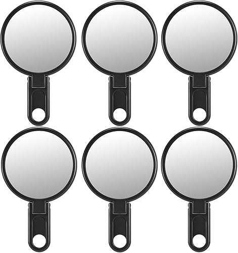 OMIRO Espejo compacto de 3 pulgadas con mango ajustable, mini espejo plegable para maquillaje (negro, paquete de 6)