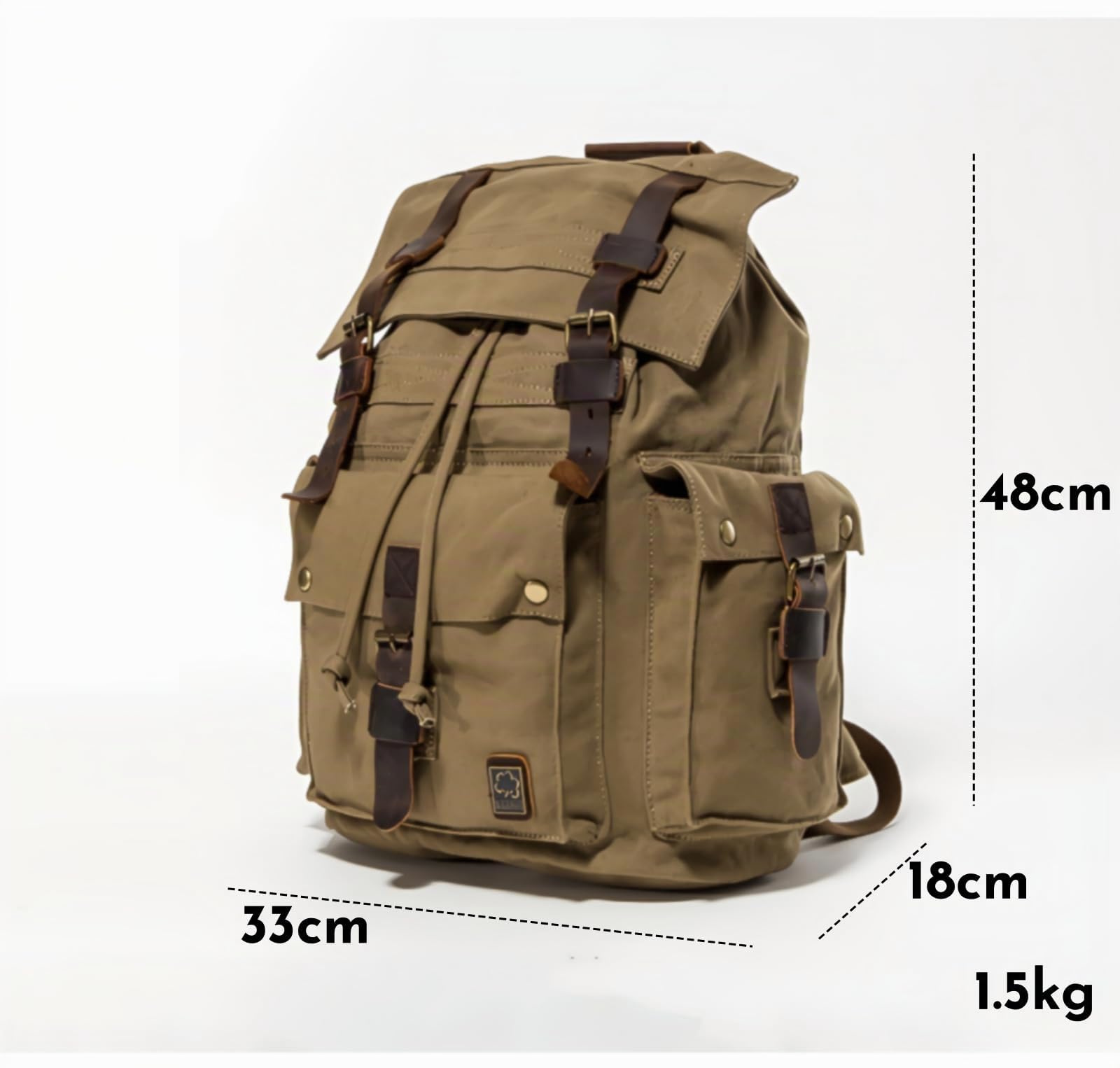 DRF Zaino in Tela Alta Qualita' Pelle Vintage da Uomo Donna per Viaggio Scuola SKU:BG-09 (Verde)