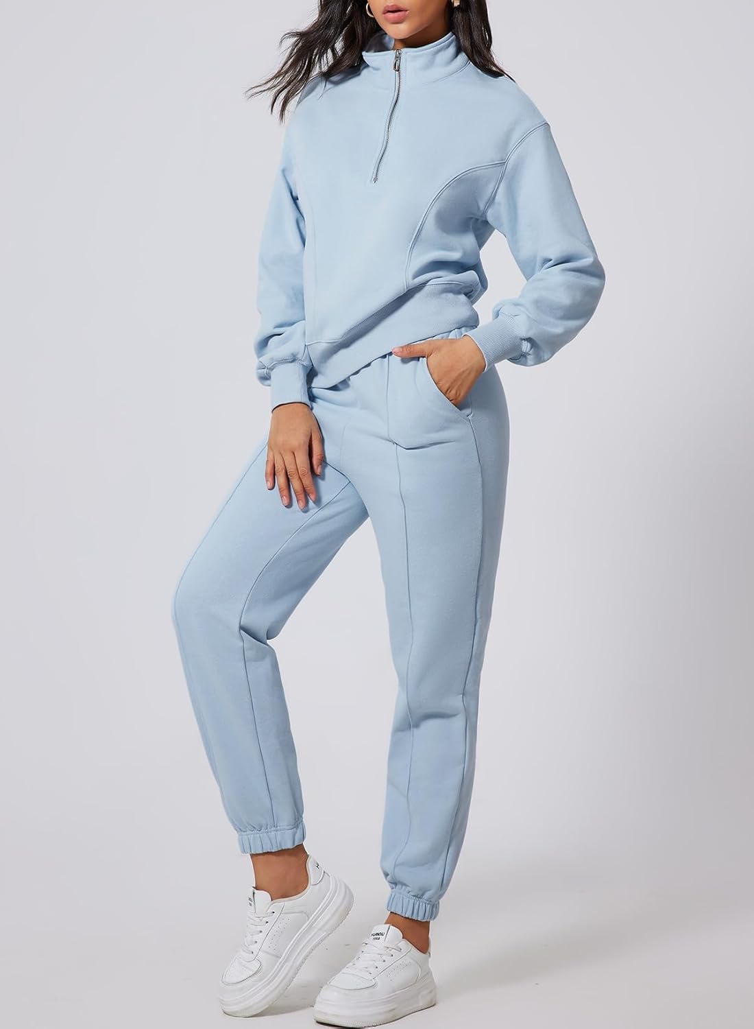 Herseas Women 2 Piece Outfits Sweatsuit Sweatshirt Sweatpants Tracksuit Sweat Lounge Matching Set 2025 Fall Trendy - Image 4