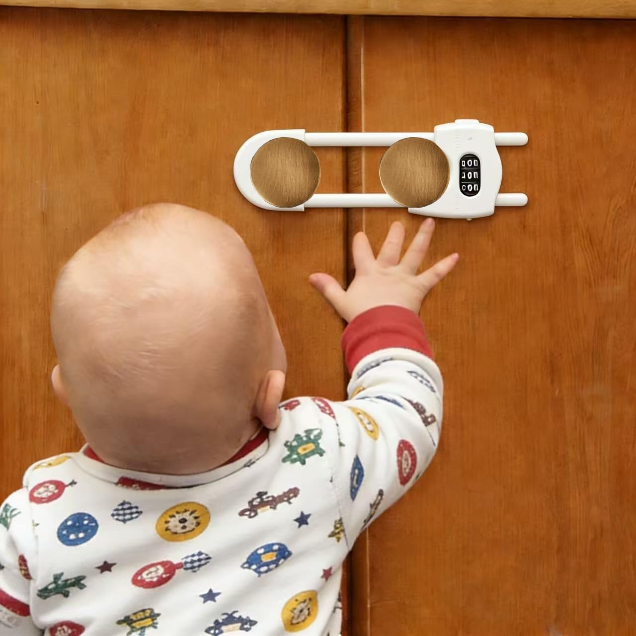 Upgrade 4 Packs Sliding Cabinet Locks, Baby Proofing U-Shaped Child Safety Latches ，Childproof Latches for Knobs, Handles on Kitchen Doors and Home Drawers Closet (White, 4)