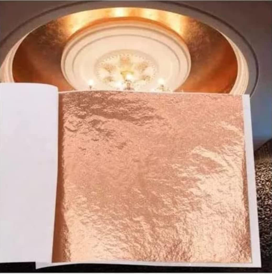 L.A. Gold Leaf Copper Leaf/Gilding foil for Gilding, Paintings 400 Sheets and Resin Casting 8x8.cm_