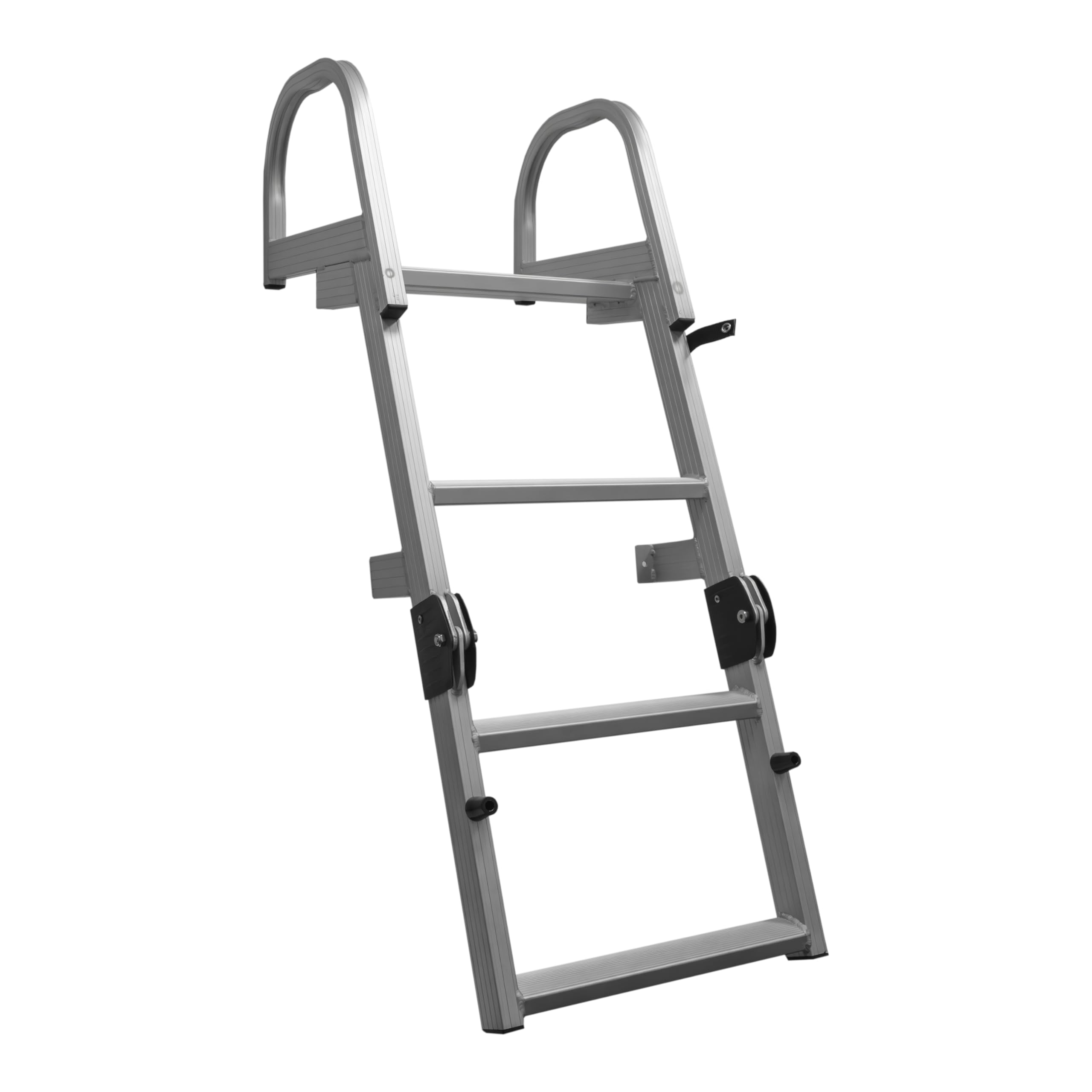 Extreme Max 3006.8878 Deluxe Welded Aluminum Folding Dock & Pontoon Ladder - 3-Step