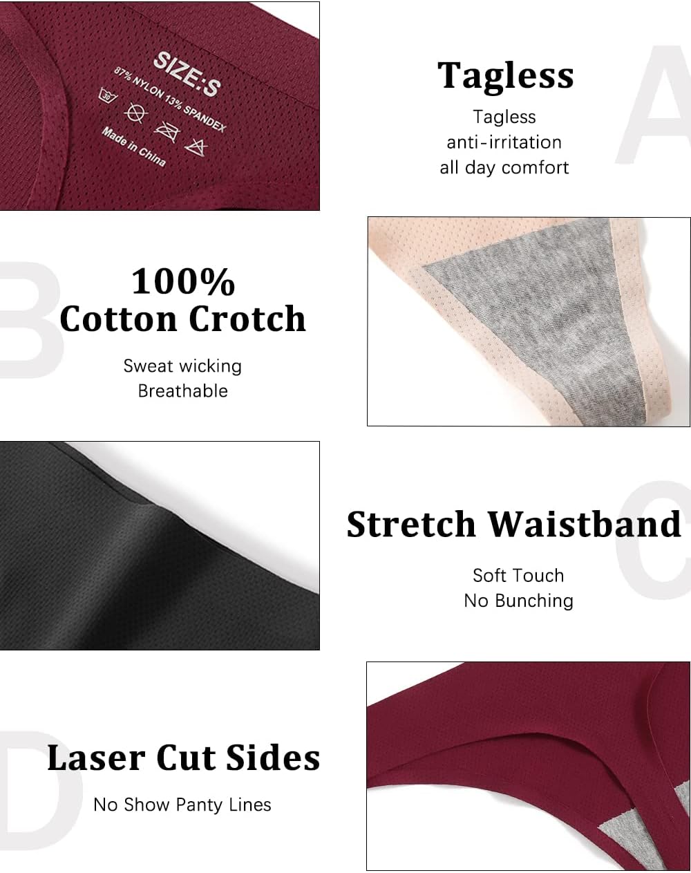 POKARLA Seamless Thongs for Women No Show Underwear Pack of 10 - Image 3