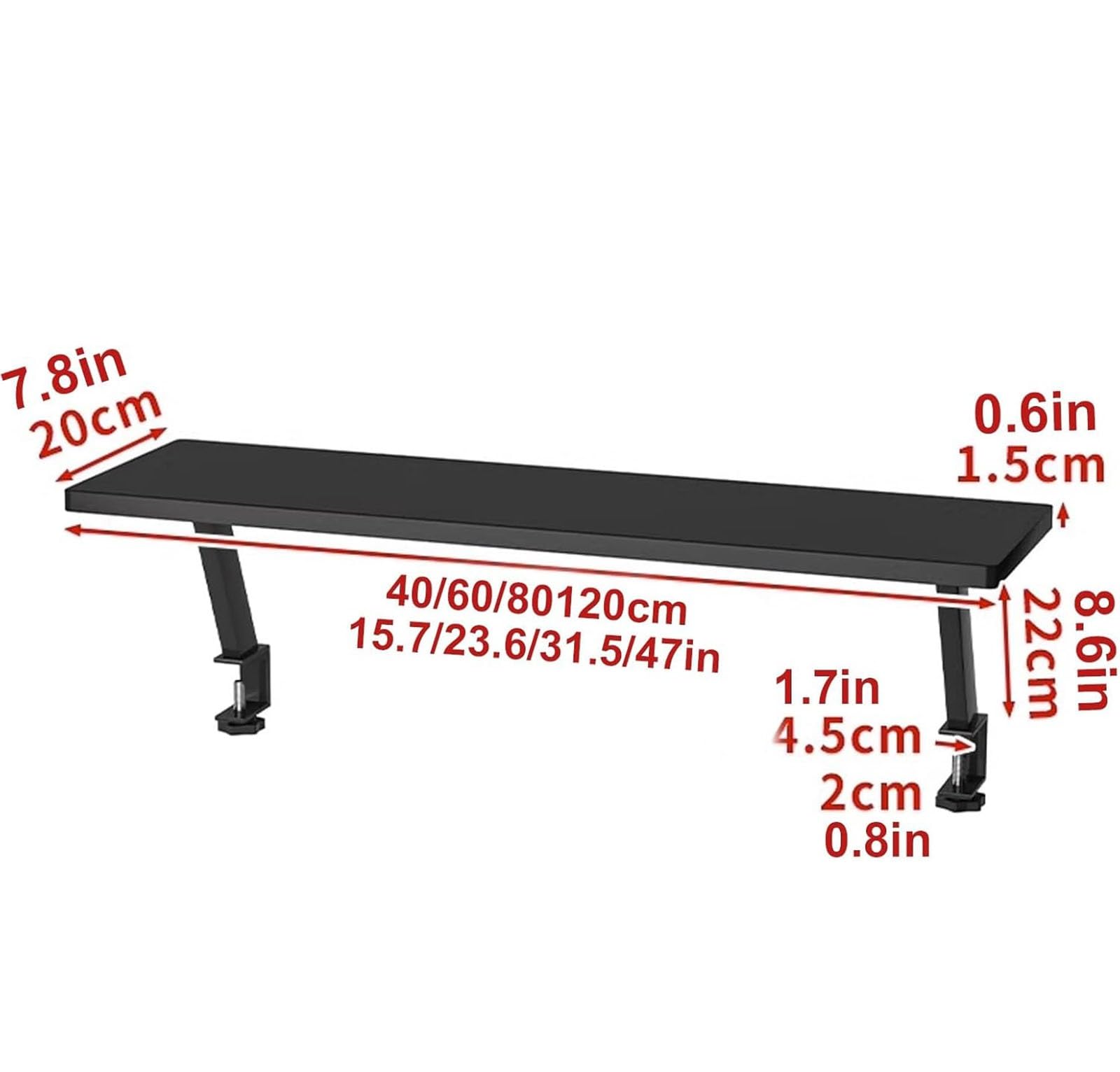 Mensola da scrivania, estensore da scrivania con morsetto, supporto rialzato salvaspazio per laptop, ideale per l'ufficio, il dormitorio e l'organizzazione della scrivania di casa(White,80cm)