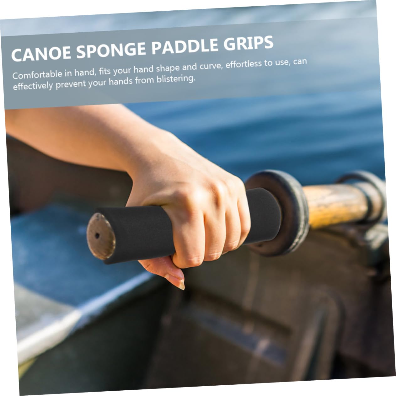 KOMBIUDA Copertura della Maniglia di Spugna Anti-Slip Protezione Mano Presa Impugnature per Manubrio Impugnatura Ergonomica per Pagaia da Kayak Guida per Paddle di Kayak Nero