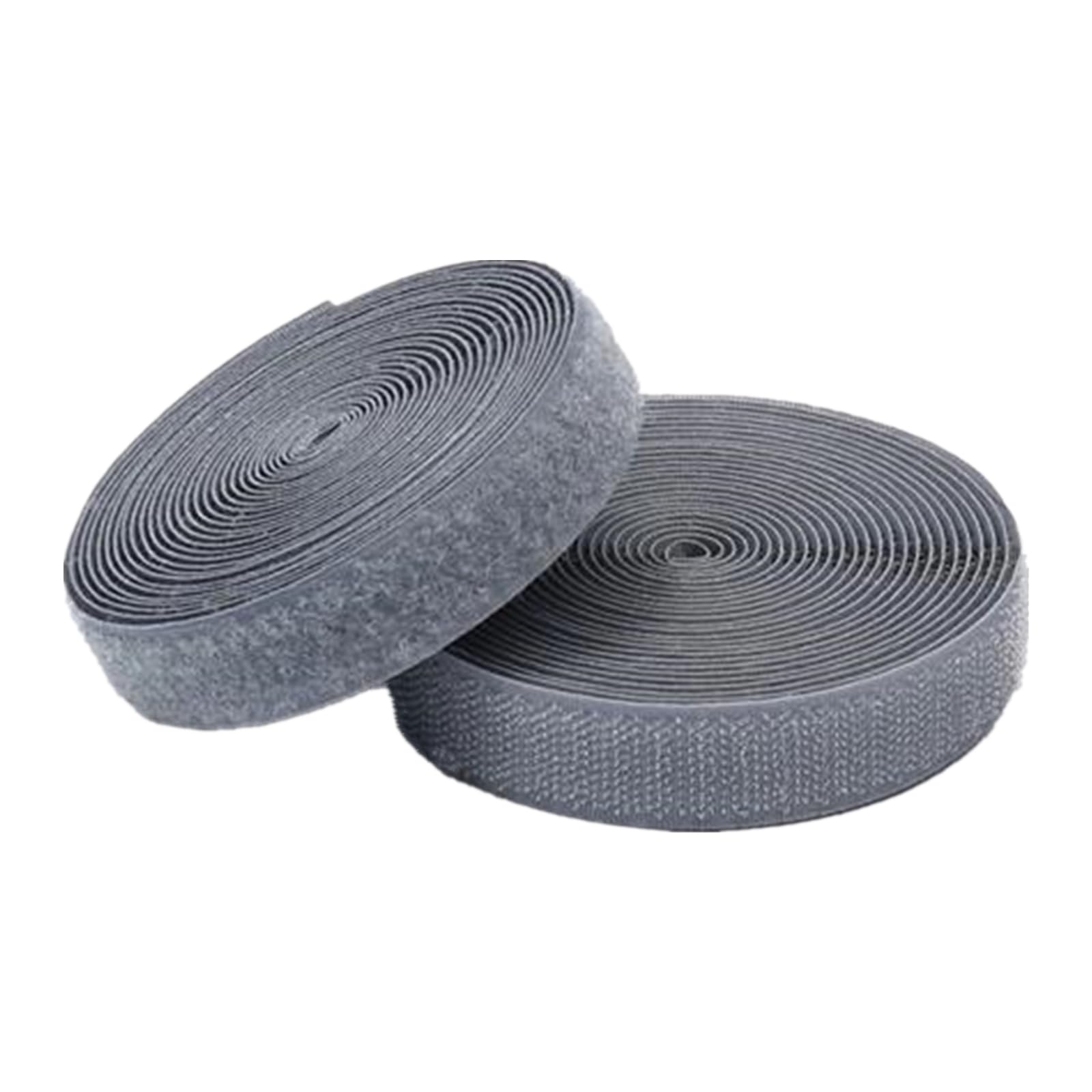 25mm Width Grey Sew On Hook and Loop Tape Non-Adhesive Back Nylon Sewing Fastener Strips Interlocking Fabric Tape for Clothing Shoes Backpacks DIY Project
