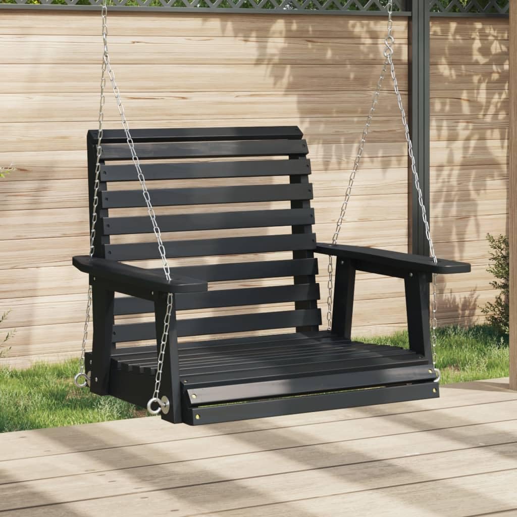 Gecheer Silla Columpio jardín con Cadenas de Metal Madera Abeto Negro,Columpio de Jardín Balancín Patio Terraza Balcón,Columpio de Jardín Balancín Patio Terraza Balcón,TPY-2