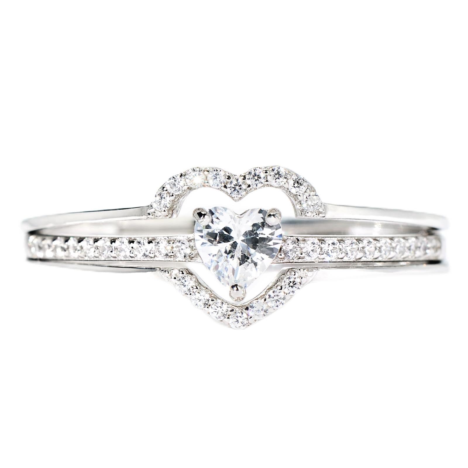 STORYJEWELLERYHeart Ring, Wedding Rings for Women, Engagement Ring, Sterling Silver Rings for Women Non Tarnish, Wedding Bands, Promise Rings for Her, Eternity Band Rings, Cute Stackable Jewelry Ring